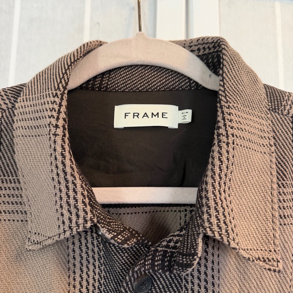 Frame Denim Men’s Chunky Plaid Shirt / Shacket Brown Medium EUC - Picture 9 of 13